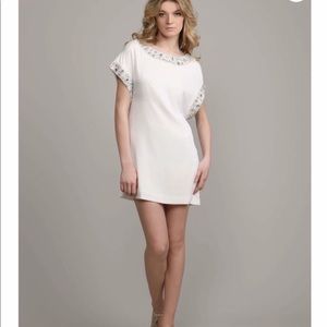 Alice + Olivia: silk white dress with beads.